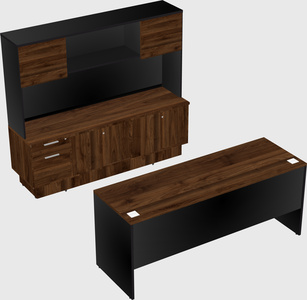 Parallel desk with low credenza