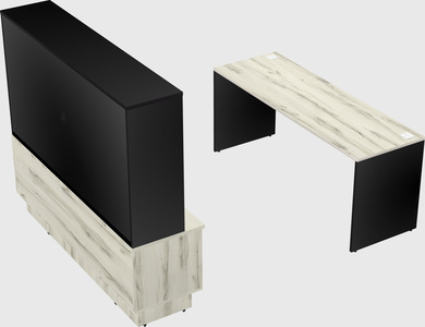 Parallel desk with low credenza
