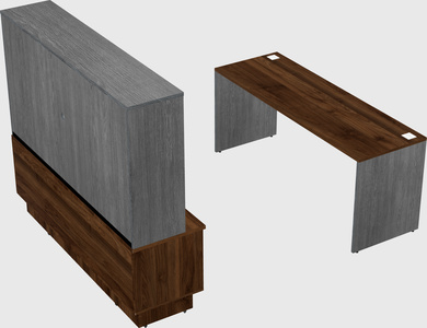 Parallel desk with low credenza
