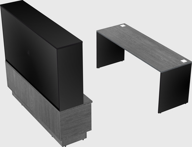 Parallel desk with low credenza