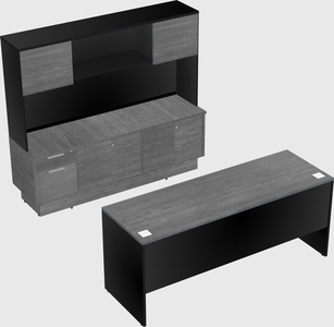 Parallel desk with low credenza