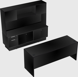Parallel desk with low credenza