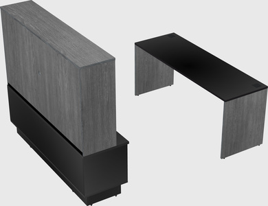 Parallel desk with low credenza