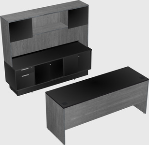 Parallel desk with low credenza