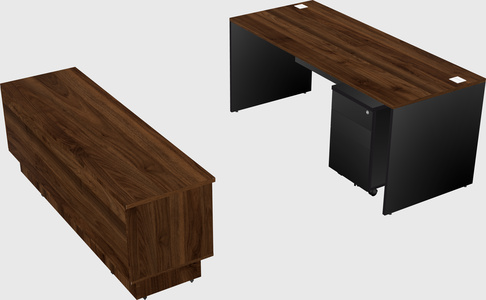 Parallel desk with low credenza