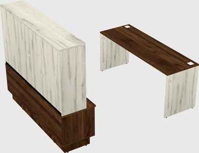 Parallel desk with low credenza