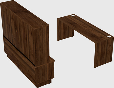 Parallel desk with low credenza