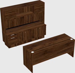 Parallel desk with low credenza
