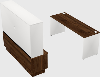 Parallel desk with low credenza
