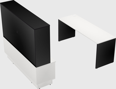 Parallel desk with low credenza