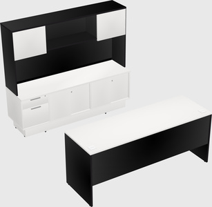 Parallel desk with low credenza