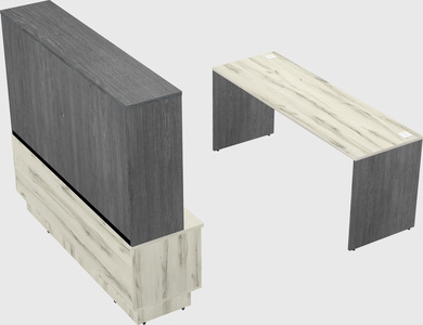Parallel desk with low credenza
