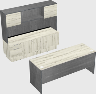 Parallel desk with low credenza
