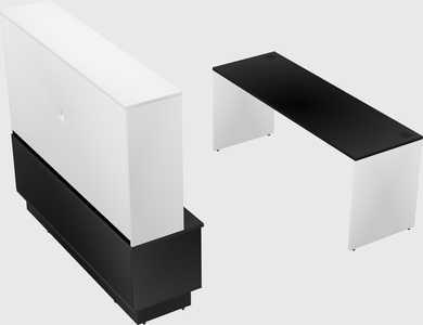 Parallel desk with low credenza