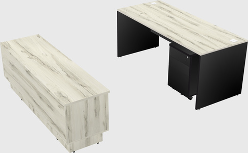 Parallel desk with low credenza