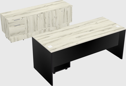 Parallel desk with low credenza