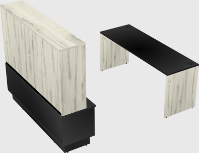 Parallel desk with low credenza
