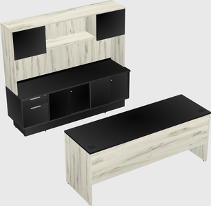 Parallel desk with low credenza