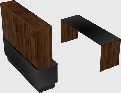 Parallel desk with low credenza