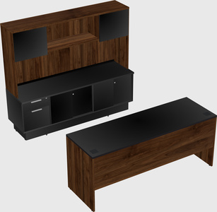 Parallel desk with low credenza
