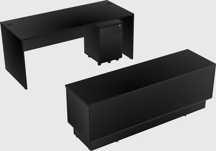 Parallel desk with low credenza