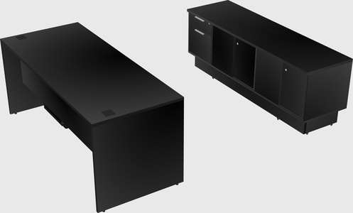 Parallel desk with low credenza