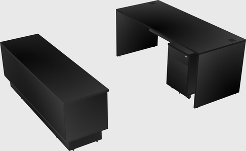 Parallel desk with low credenza