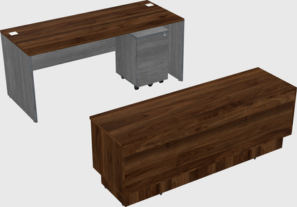 Parallel desk with low credenza