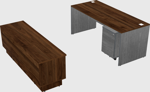 Parallel desk with low credenza
