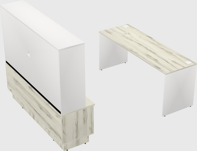 Parallel desk with low credenza