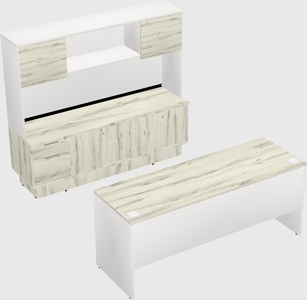 Parallel desk with low credenza
