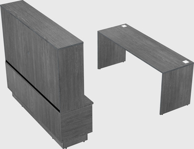 Parallel desk with low credenza