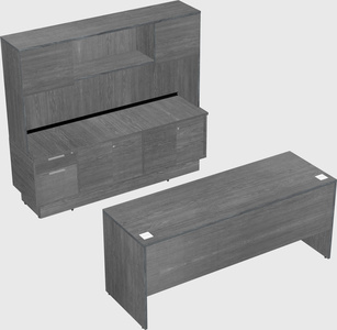 Parallel desk with low credenza