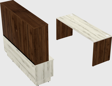 Parallel desk with low credenza