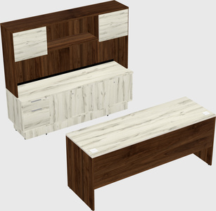 Parallel desk with low credenza