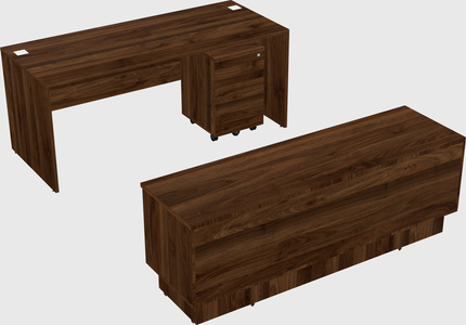 Parallel desk with low credenza