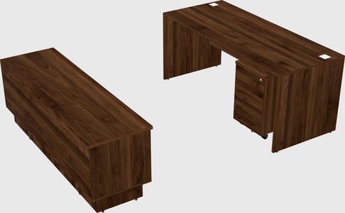Parallel desk with low credenza