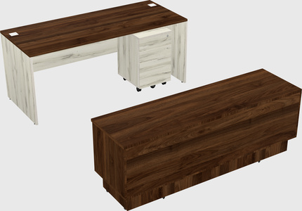 Parallel desk with low credenza
