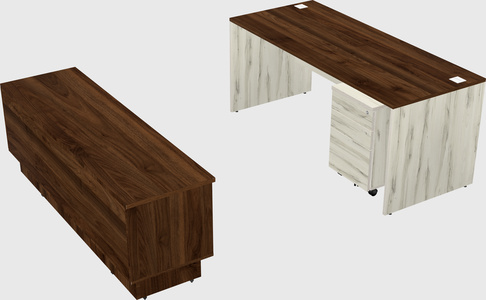 Parallel desk with low credenza