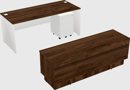 Parallel desk with low credenza