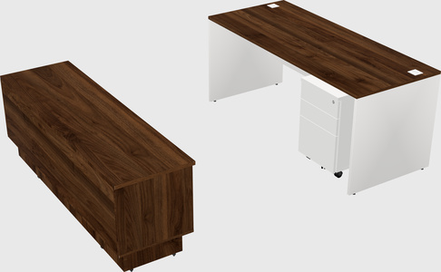 Parallel desk with low credenza
