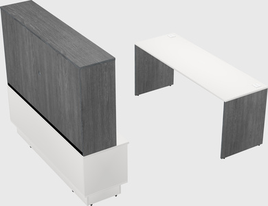 Parallel desk with low credenza