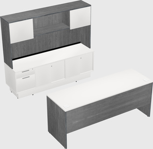 Parallel desk with low credenza