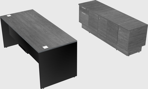 Parallel desk with low credenza