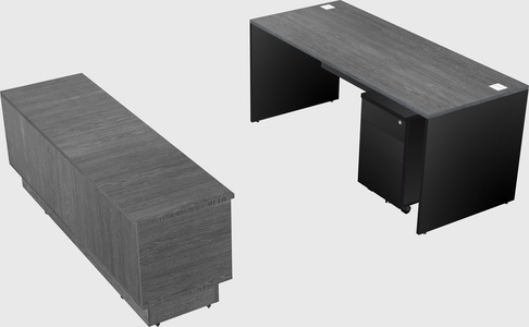 Parallel desk with low credenza