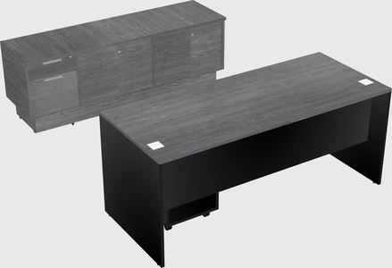 Parallel desk with low credenza