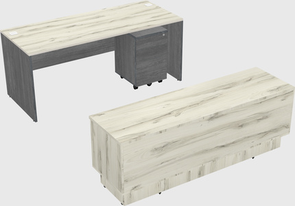 Parallel desk with low credenza