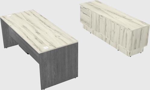 Parallel desk with low credenza