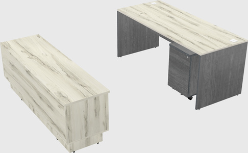 Parallel desk with low credenza