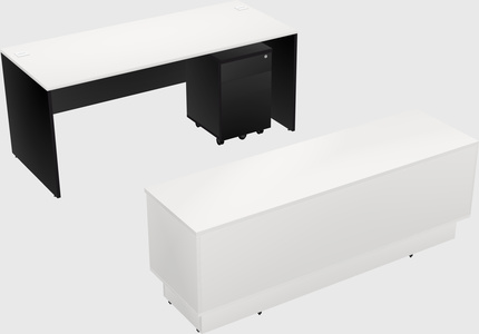 Parallel desk with low credenza